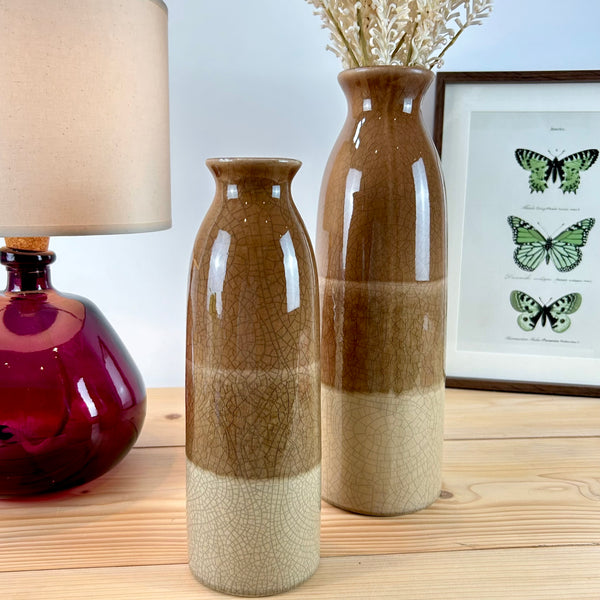 Neutral Crackle Glaze Bottle Vase