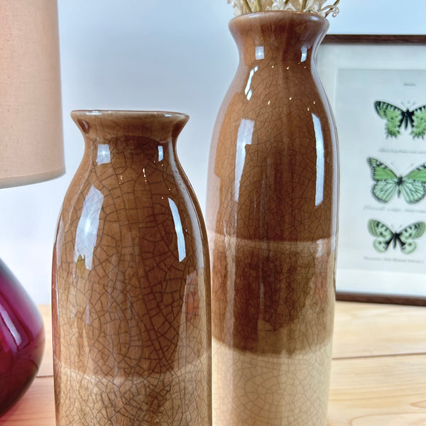 Neutral Crackle Glaze Bottle Vase