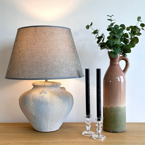 Mullion Rustic Stone Effect Lamp with Shade